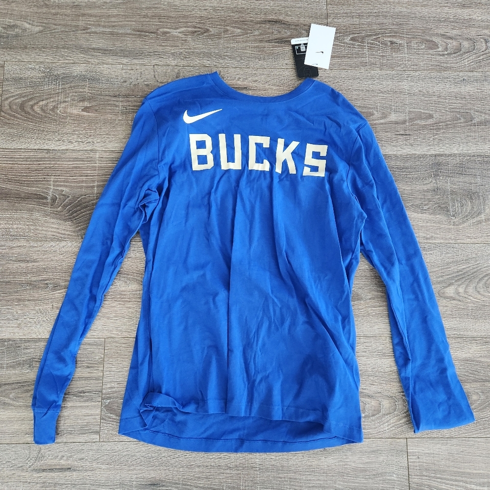 Nike Bucks Blue Long Sleeve Milwaukee Tee Mens Xl